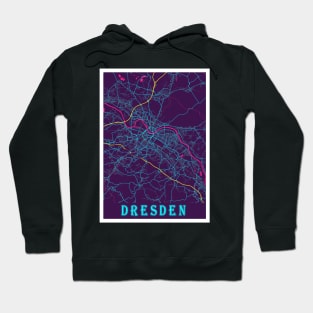 Dresden Neon City Map, Dresden Minimalist City Map Art Print Hoodie